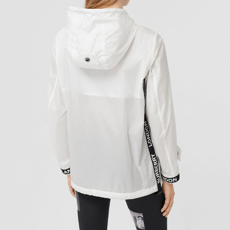 (Women) Burberry Letter Logo Print Hooded Jacket in Optic White 80275321 圖 4