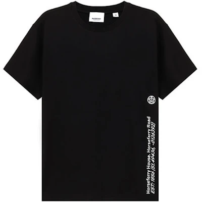(W) バーバリー レタープリント コットン ルーズフィット Tシャツ ブラック 80372911 Order (W) バーバリー レタープリント コットン ルーズフィット Tシャツ ブラック 80372911