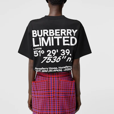 (W) バーバリー レタープリント コットン ルーズフィット Tシャツ ブラック 80372911 Purchase (W) バーバリー レタープリント コットン ルーズフィット Tシャツ ブラック 80372911