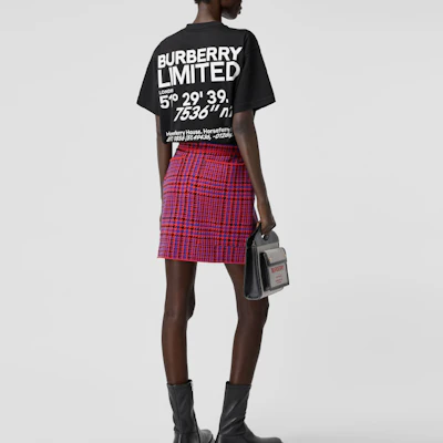 (W) バーバリー レタープリント コットン ルーズフィット Tシャツ ブラック 80372911 Sizing (W) バーバリー レタープリント コットン ルーズフィット Tシャツ ブラック 80372911
