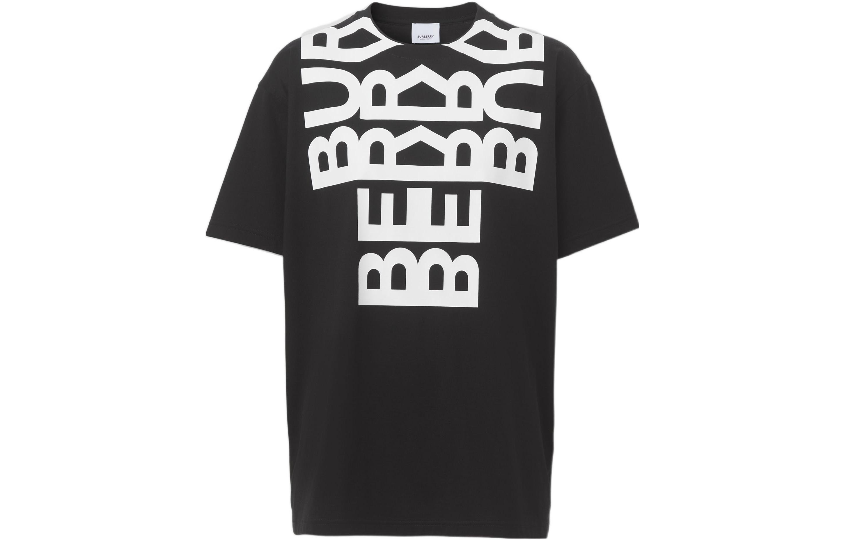 (Women) Burberry Letter Print Crewneck Oversized T-Shirt SS22  Black 80522101