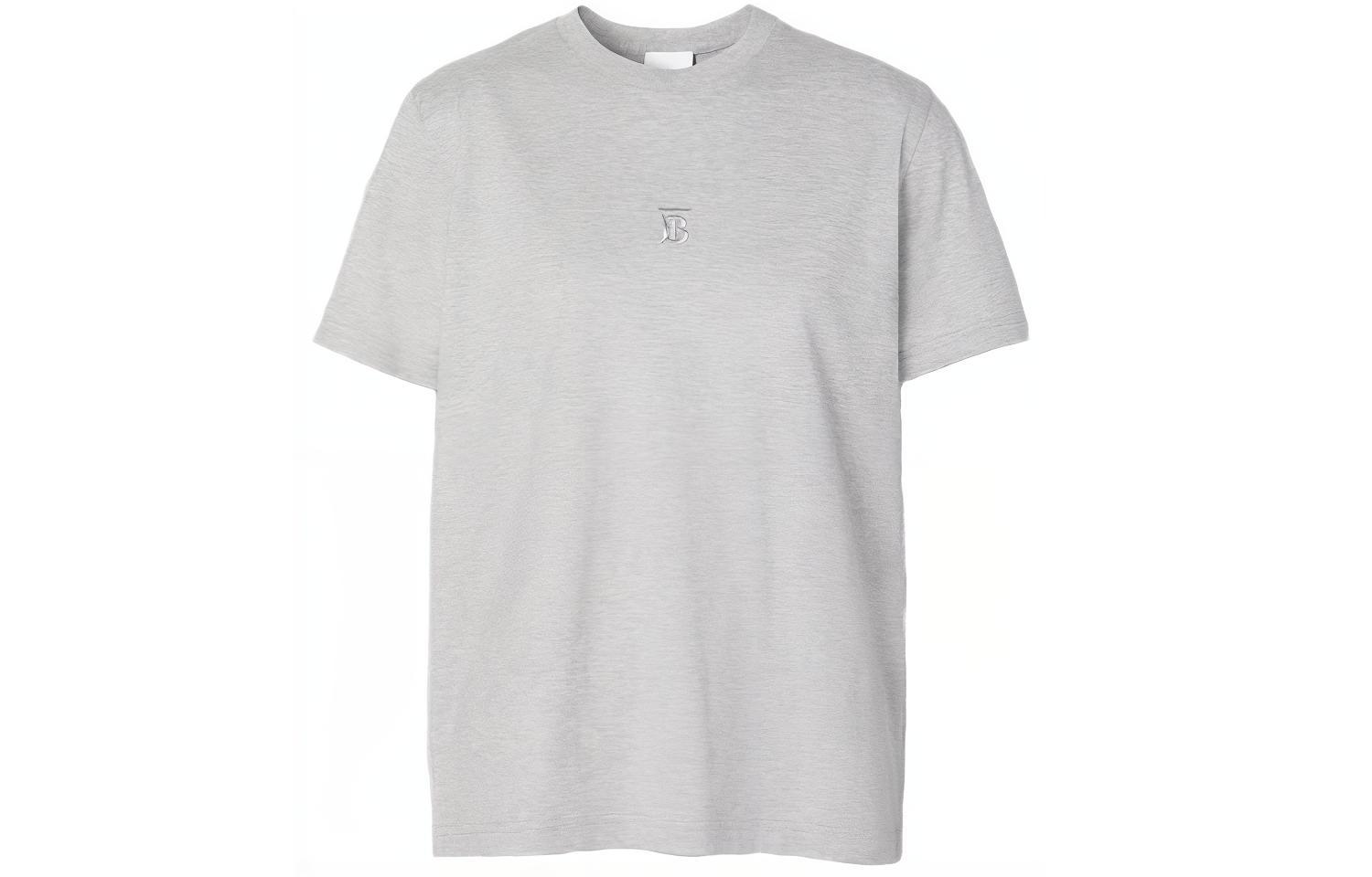 (Women) Burberry Light Ash Gray Letter Embroidered Logo T-shirt 80291411