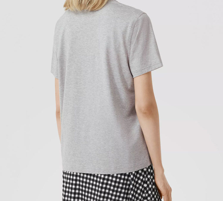 (Women) Burberry Light Ash Gray Letter Embroidered Logo T-shirt 80291411 圖 4