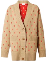 (Women) Burberry Light Brown V-Neck Cashmere Sweater with TB Logo Jacquard 80210321 (Women) Burberry Light Brown V-Neck Cashmere Sweater with TB Logo Jacquard 80210321