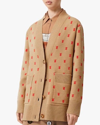 (W) Burberry 淺棕色V領TB標誌提花羊絨毛衣 80210321 Purchase (W) Burberry 淺棕色V領TB標誌提花羊絨毛衣 80210321