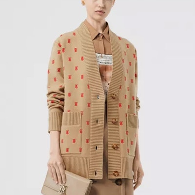 (W) Burberry 淺棕色V領TB標誌提花羊絨毛衣 80210321 Details for (W) Burberry 淺棕色V領TB標誌提花羊絨毛衣 80210321