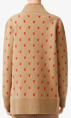 (W) Burberry 淺棕色V領TB標誌提花羊絨毛衣 80210321 Cheap (W) Burberry 淺棕色V領TB標誌提花羊絨毛衣 80210321