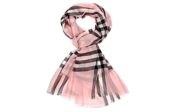 (Women) Burberry Lightweight Check Wool Silk Scarf Pink 40013631 圖 2