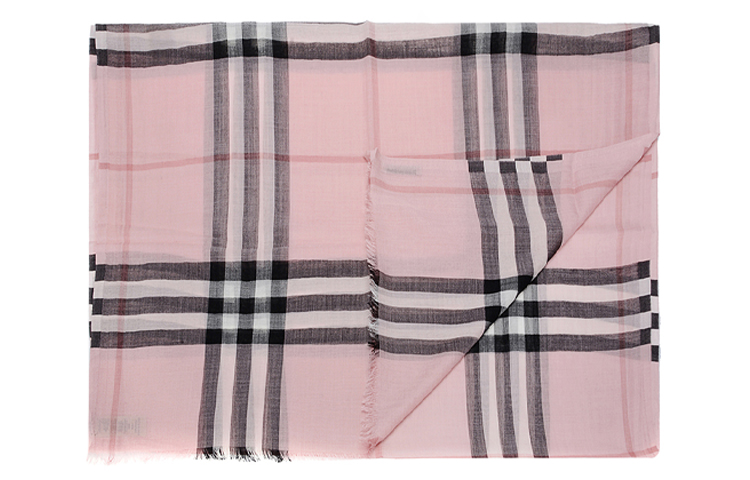 (Women) Burberry Lightweight Check Wool Silk Scarf Pink 40013631 圖 3
