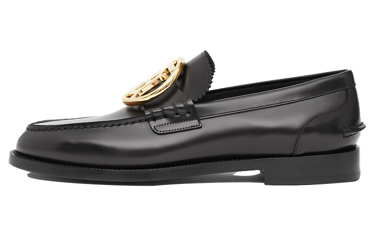 (W) Burberry Loafers 'Black Leather Signature Pattern'