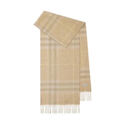 (Women) Burberry Logo Cashmere Scarf for Women in Camel Beige. 8094742