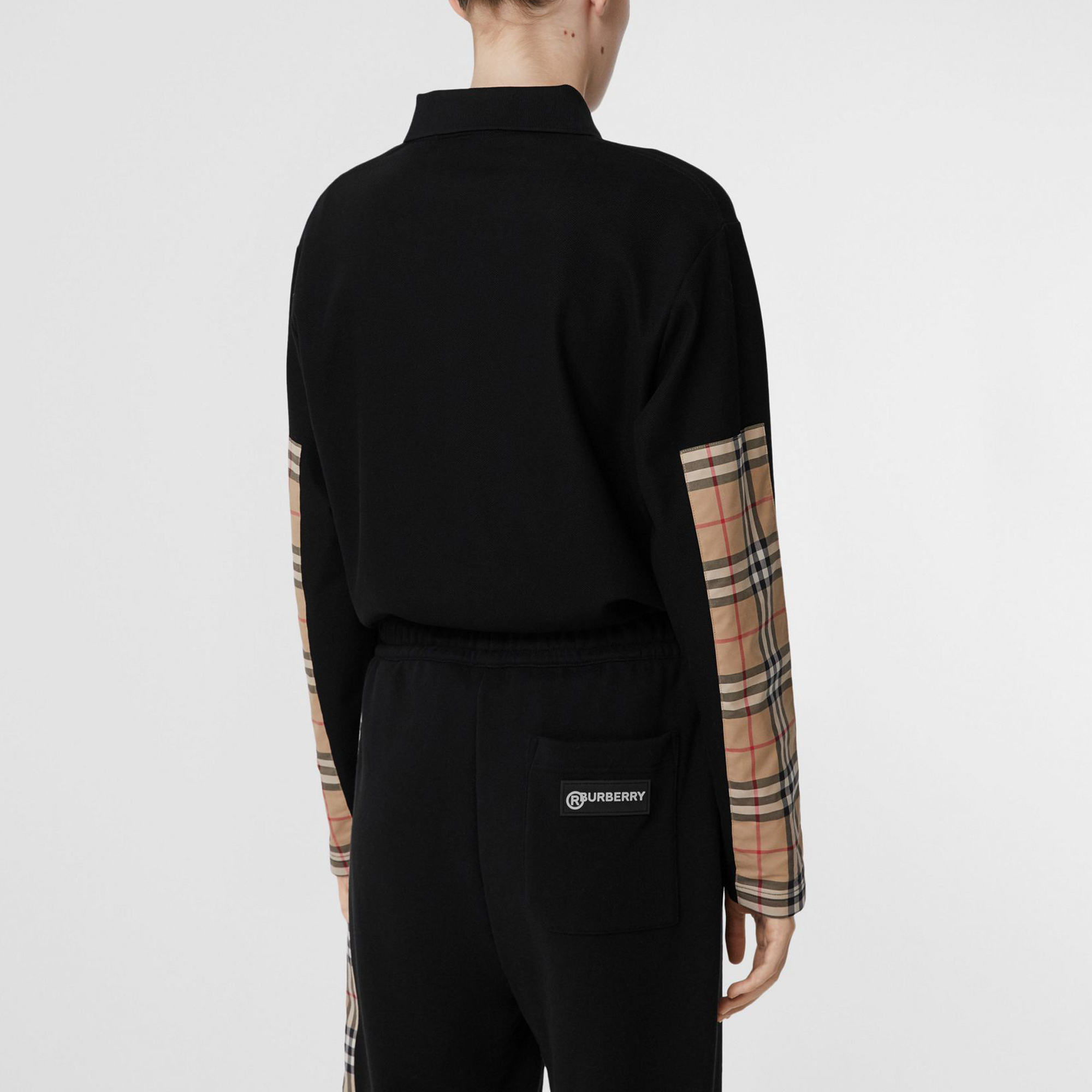 (Women) Burberry Logo Check Pattern Long Sleeve Polo Shirt Black 80245421 圖 5
