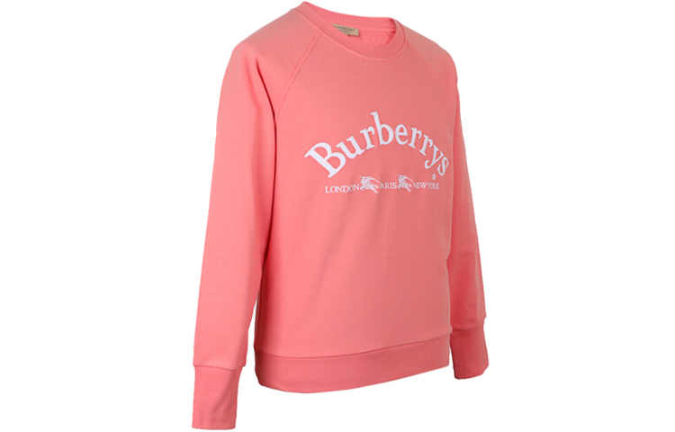 Shop (Women) Burberry Logo Cotton Pullover Sweatshirt Watermelon Red 80029221