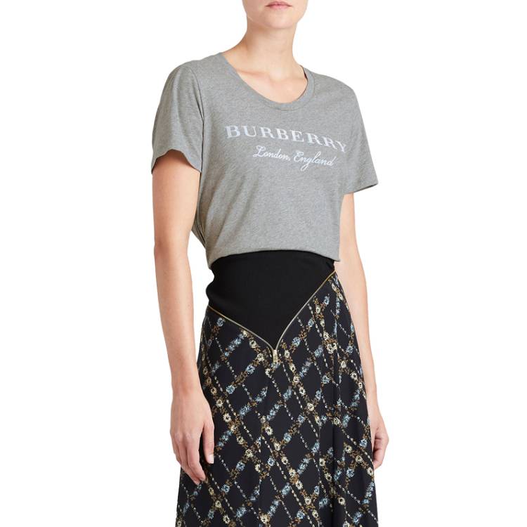 (Women) Burberry Logo Crew Neck Cotton T-Shirt FW20 Gray 40570461 圖 4
