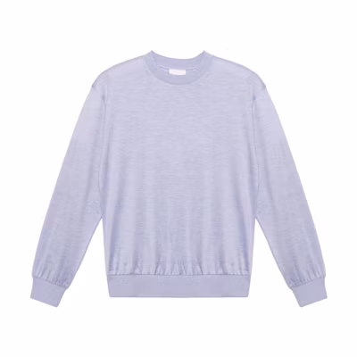 (Women) Burberry Logo Crew Neck Long Sleeve Knit Sweater Light Blue. 80449591