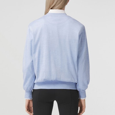 (W) Burberry Logo Baju Lengan Panjang Crew Neck Rajut Biru Muda. 80449591 Purchase (W) Burberry Logo Baju Lengan Panjang Crew Neck Rajut Biru Muda. 80449591
