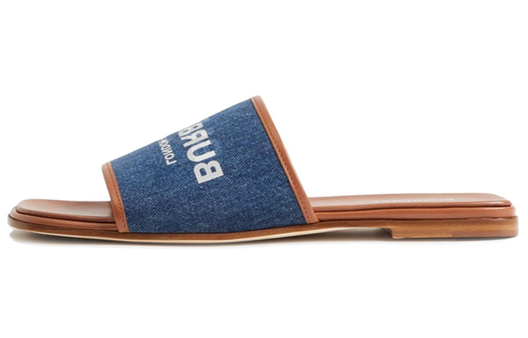 (Women) Burberry Logo Denim Flat Slide 'Blue Fashion' 80707521