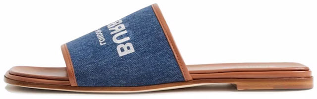 (Women) Burberry Logo Denim Flat Slide 'Blue Fashion' 80707521 (Women) Burberry Logo Denim Flat Slide 'Blue Fashion' 80707521
