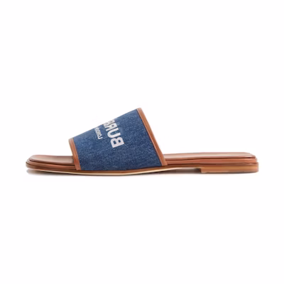 (W) Burberry Logo Denim Flat Slide 'Blue Fashion'