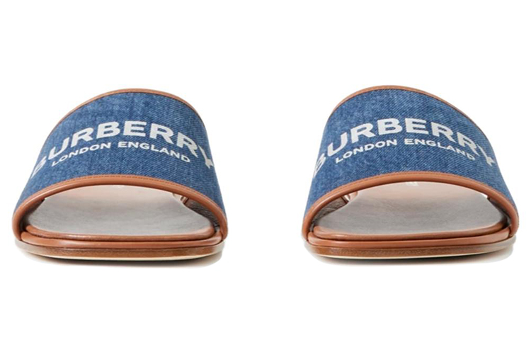 Lookbook (W) 버버리 로고 데님 슬라이드 (블루) 80707521