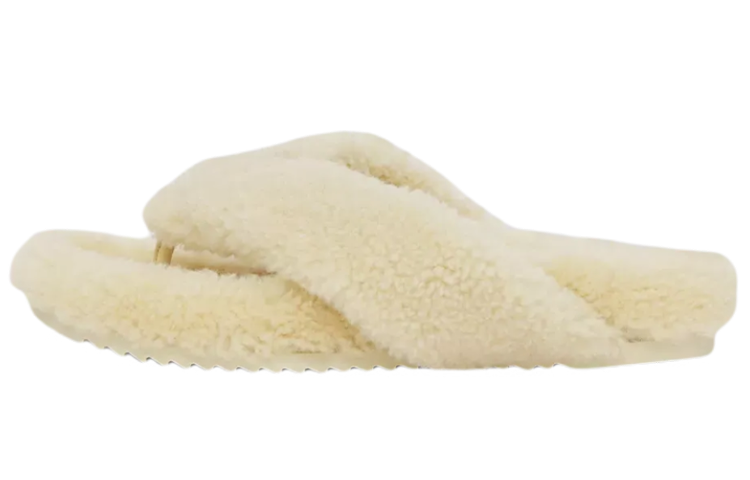 (Women) Burberry Logo Detail Shearling Slippers 'Vanilla' 80525841