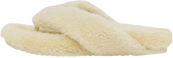 (Women) Burberry Logo Detail Shearling Slippers 'Vanilla' 80525841 (Women) Burberry Logo Detail Shearling Slippers 'Vanilla' 80525841