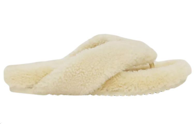 Order (Women) Burberry Logo Detail Shearling Slippers 'Vanilla' 80525841