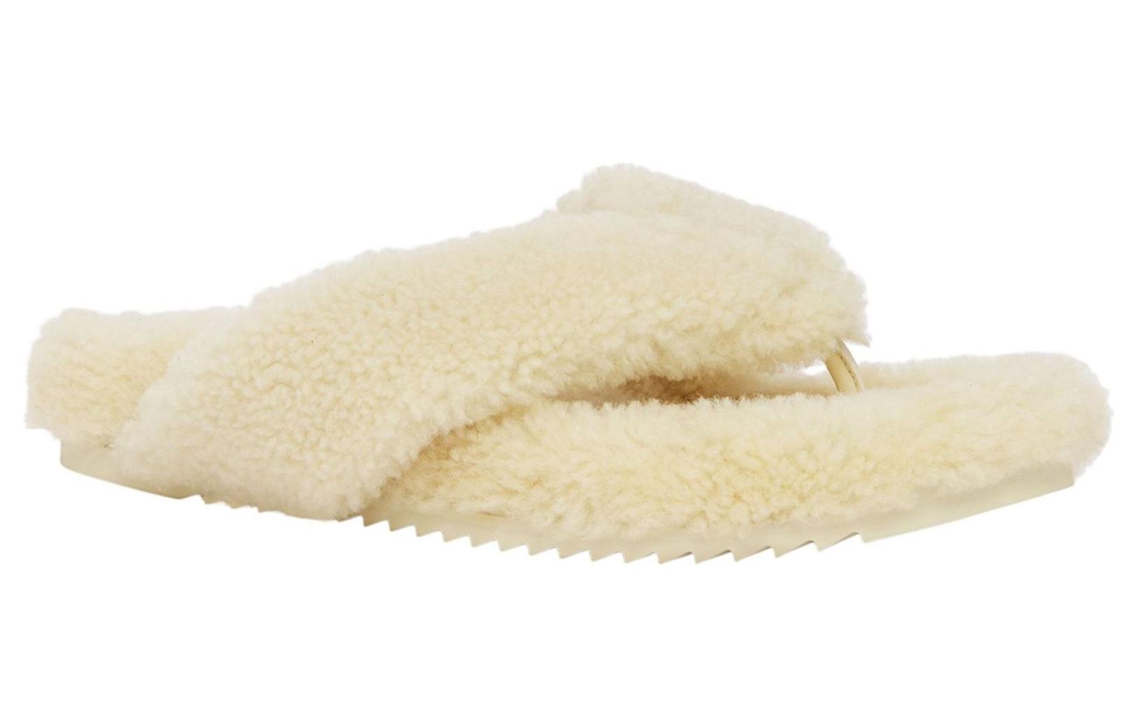 Lookbook (Women) Burberry Logo Detail Shearling Slippers 'Vanilla' 80525841