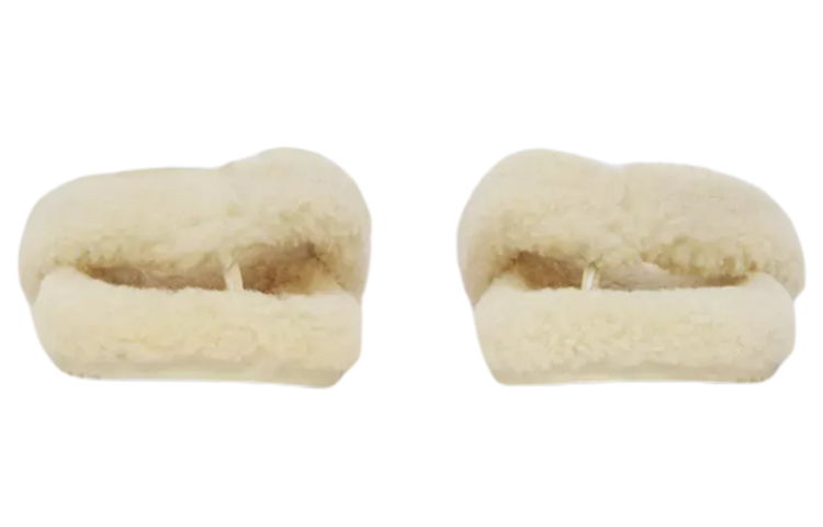 Shop (Women) Burberry Logo Detail Shearling Slippers 'Vanilla' 80525841