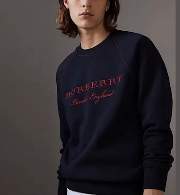 (W) 博柏利刺绣标志拼色长袖卫衣 海军蓝 40529791 Shop (W) 博柏利刺绣标志拼色长袖卫衣 海军蓝 40529791