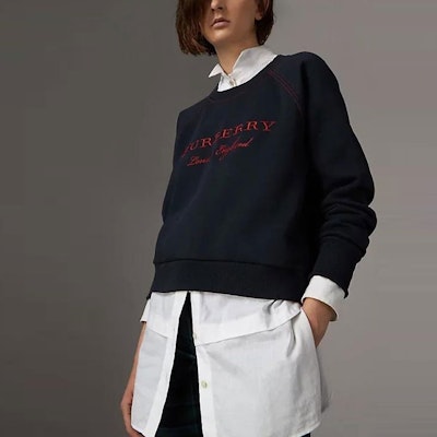 (W) 博柏利刺绣标志拼色长袖卫衣 海军蓝 40529791 Purchase (W) 博柏利刺绣标志拼色长袖卫衣 海军蓝 40529791