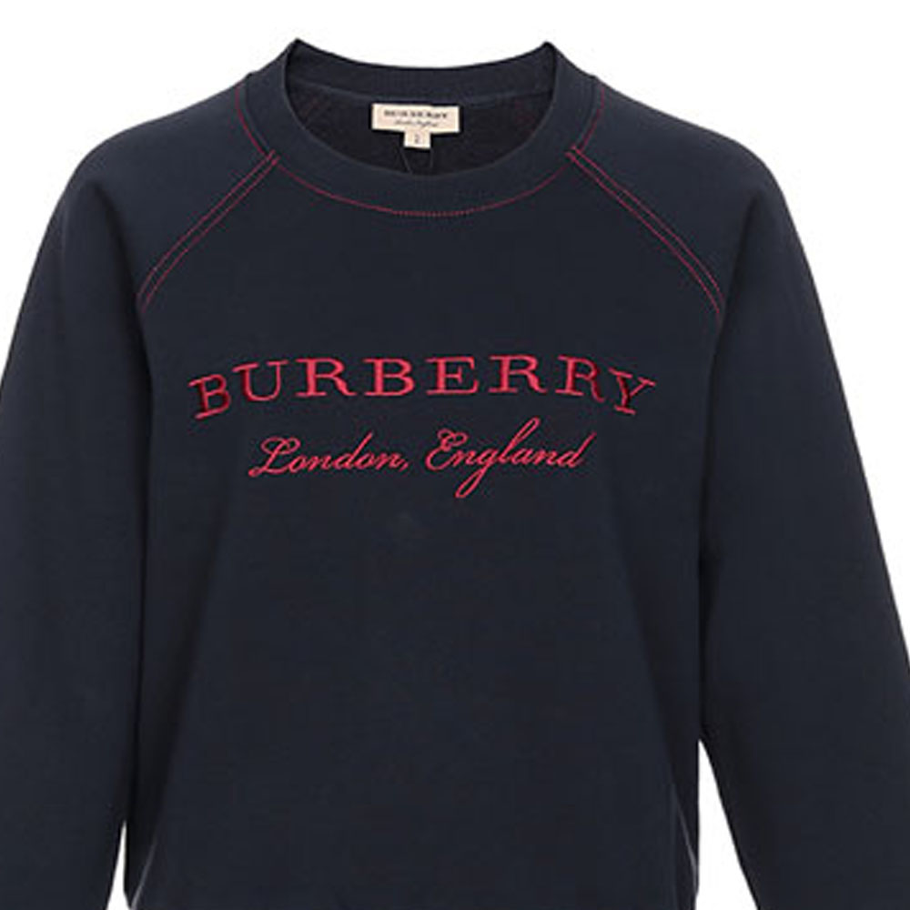 Sizing (W) 博柏利刺绣标志拼色长袖卫衣 海军蓝 40529791