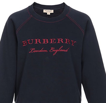 (W) 博柏利刺绣标志拼色长袖卫衣 海军蓝 40529791 Sizing (W) 博柏利刺绣标志拼色长袖卫衣 海军蓝 40529791