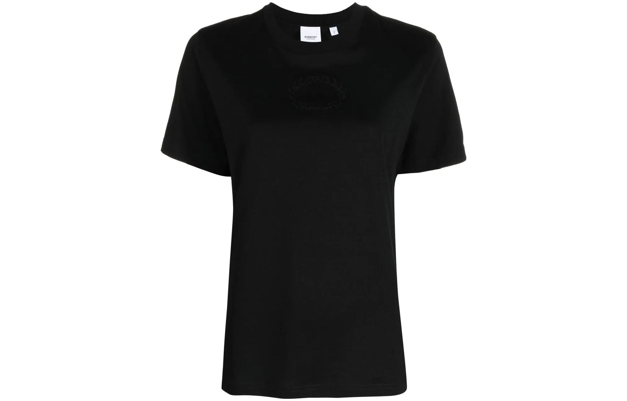 (Women) Burberry Logo Embroidered Crew Neck T-Shirt Black  SS23 Casual Tee 80691081