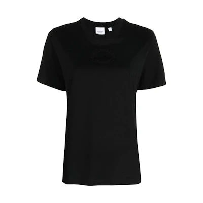 (Women) Burberry Logo Embroidered Crew Neck T-Shirt Black SS23 Casual Tee 80691081
