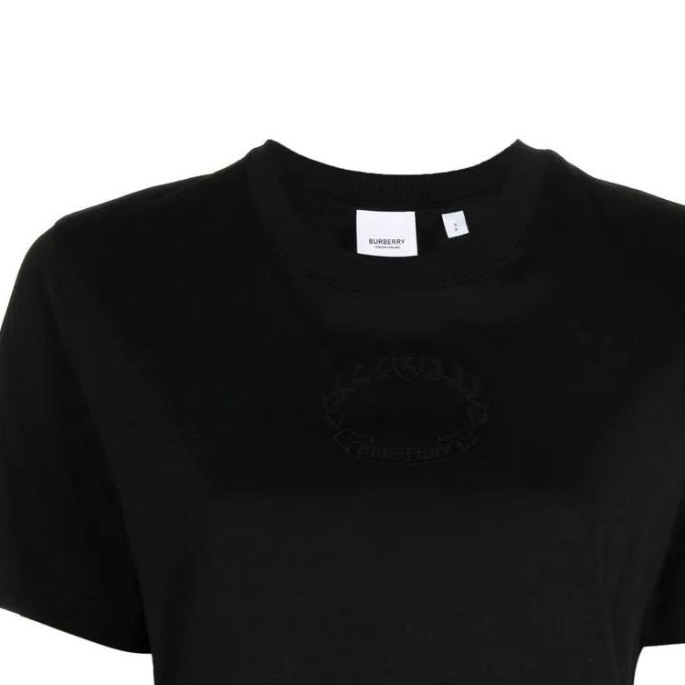 (Women) Burberry Logo Embroidered Crew Neck T-Shirt Black  SS23 Casual Tee 80691081 圖 6