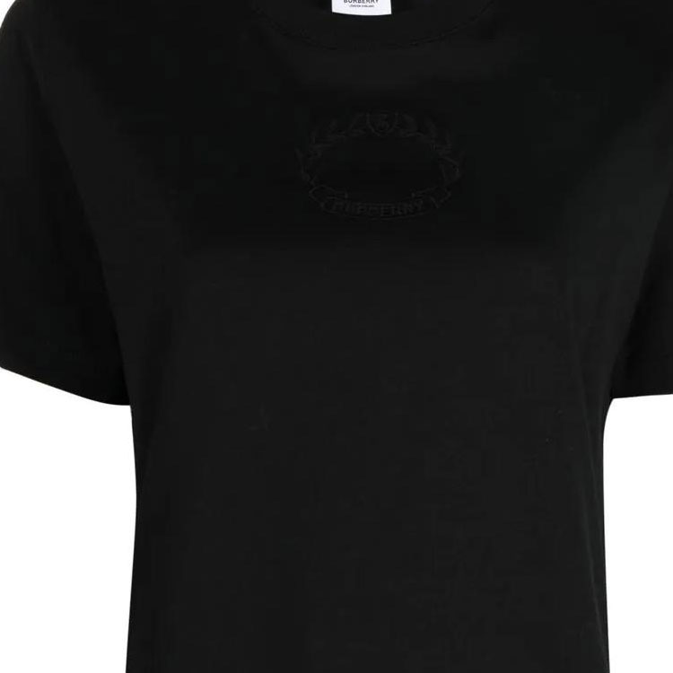 (Women) Burberry Logo Embroidered Crew Neck T-Shirt Black  SS23 Casual Tee 80691081 圖 7