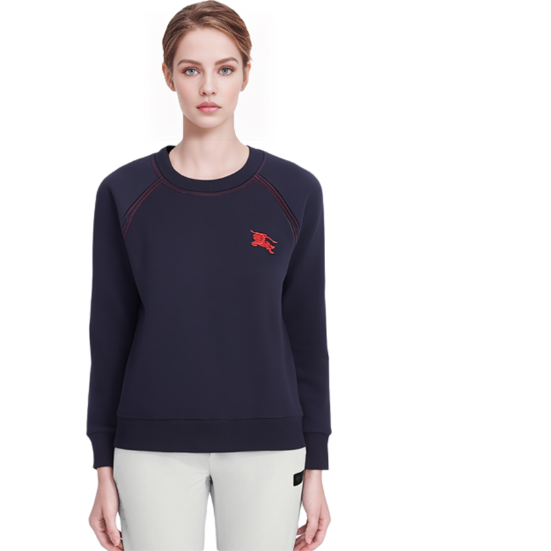 Shop (W) 巴宝莉刺绣标志海军蓝圆领卫衣. 80356131