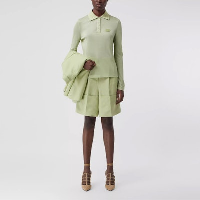 (W) 博柏利刺绣标志长袖Polo衫薄雾绿色. 80410651 Shop (W) 博柏利刺绣标志长袖Polo衫薄雾绿色. 80410651