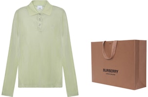 (W) 博柏利刺绣标志长袖Polo衫薄雾绿色. 80410651 Cheap (W) 博柏利刺绣标志长袖Polo衫薄雾绿色. 80410651