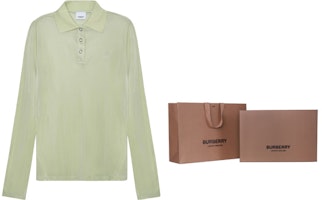 (W) 博柏利刺绣标志长袖Polo衫薄雾绿色. 80410651 1