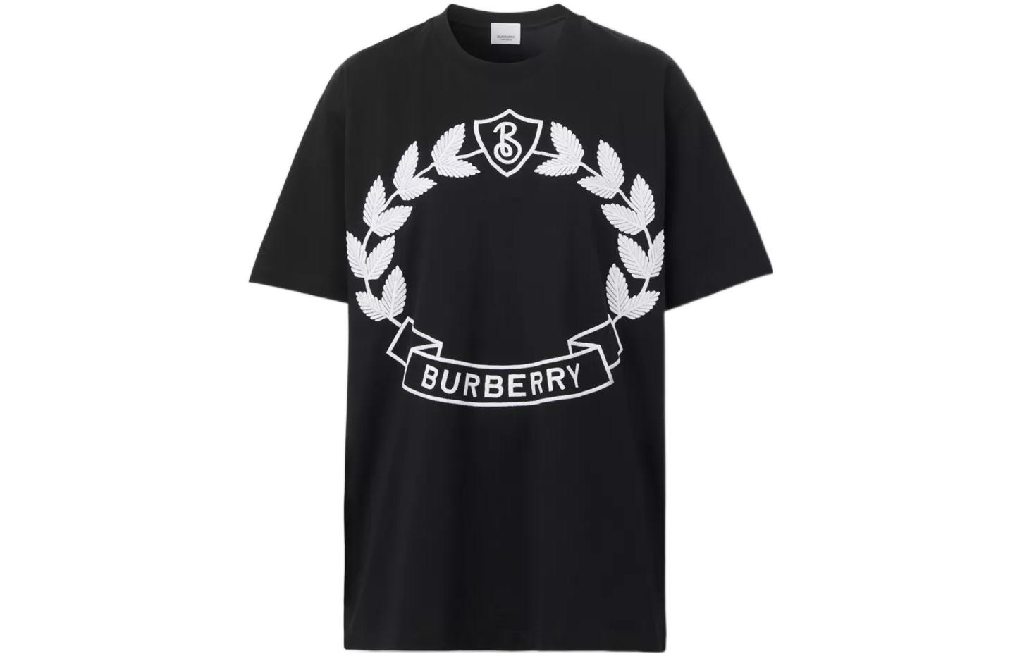 (Women) Burberry Logo Embroidered Loose Fit Crew Neck T-Shirt FW22 Women Black 80620701