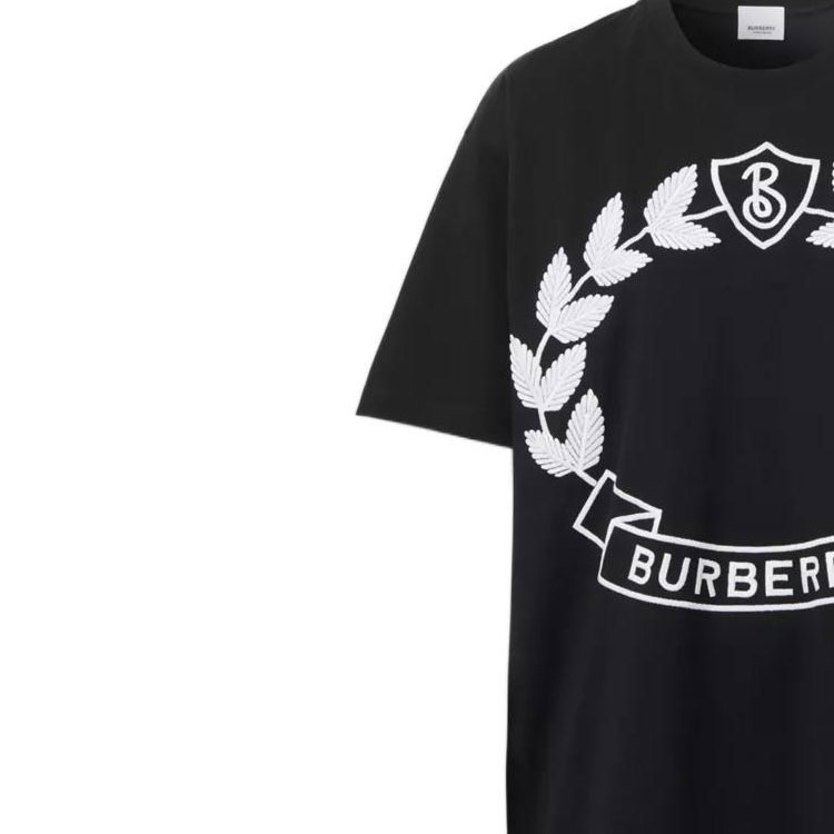 Sizing (W) Burberry Baju T Longgar Logo Bersulam Leher Bulat Wanita Hitam FW22 80620701