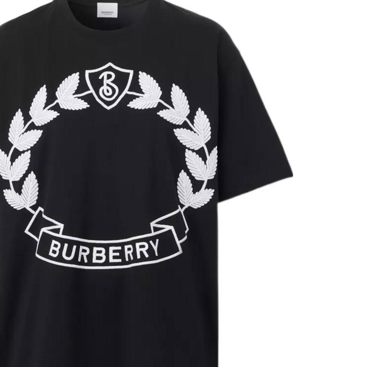 Cheap (W) Burberry Baju T Longgar Logo Bersulam Leher Bulat Wanita Hitam FW22 80620701