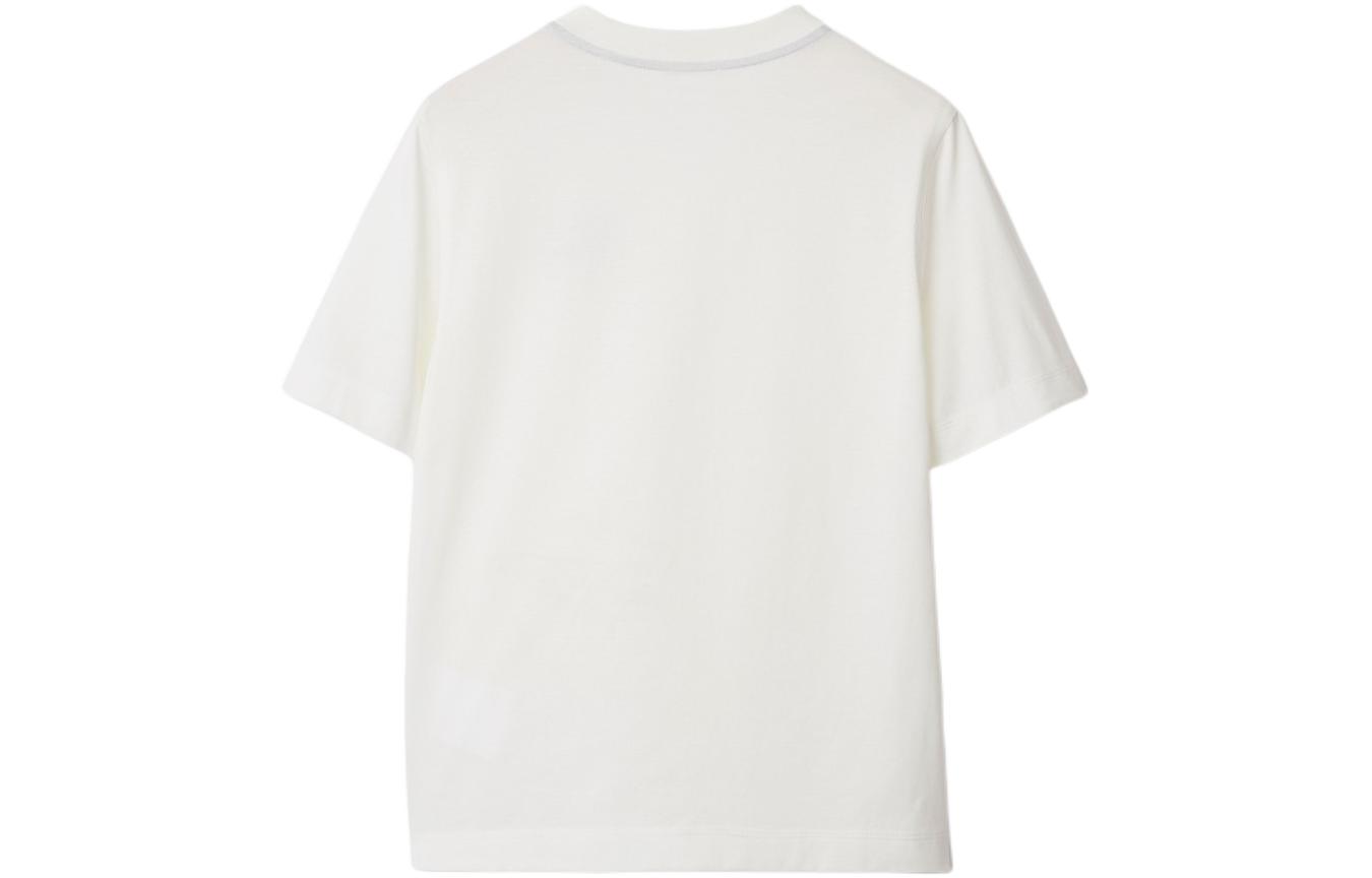 Lookbook (Women) Burberry Logo Embroidered Ribbed Knit Crewneck Short Sleeve T-Shirt Women Beige. 80849701