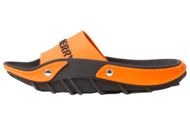 (W) Burberry Logo Flat Slide 'Black Orange'