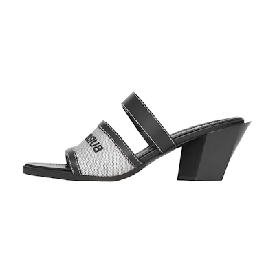(W) Burberry Logo Leather Sandal 'Black'