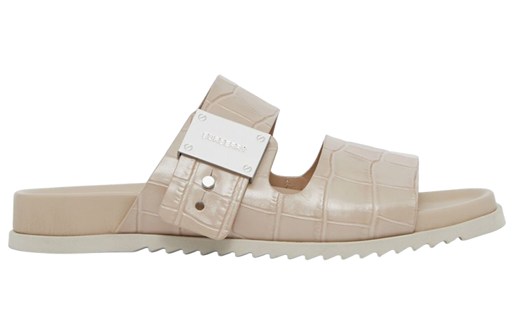 Order (W) バーバリー ロゴ レザー サンダル (ソフトタン) 80542841