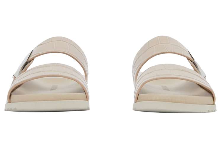 Lookbook (W) バーバリー ロゴ レザー サンダル (ソフトタン) 80542841