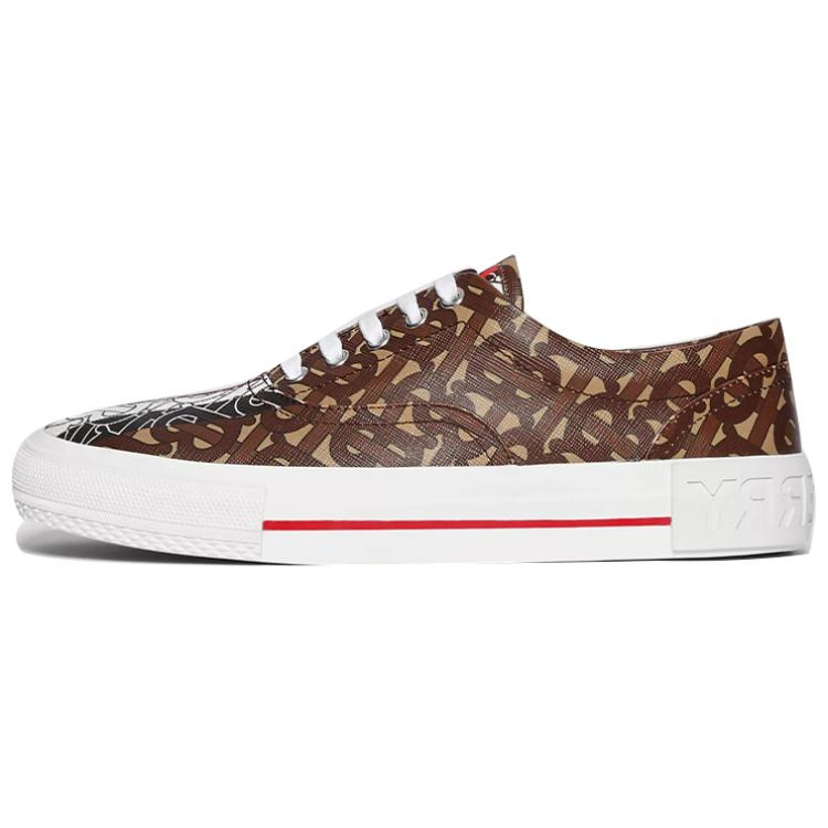 (W) Burberry Logo Monogram Stripe Print E Canvas Shoes 'Brown'